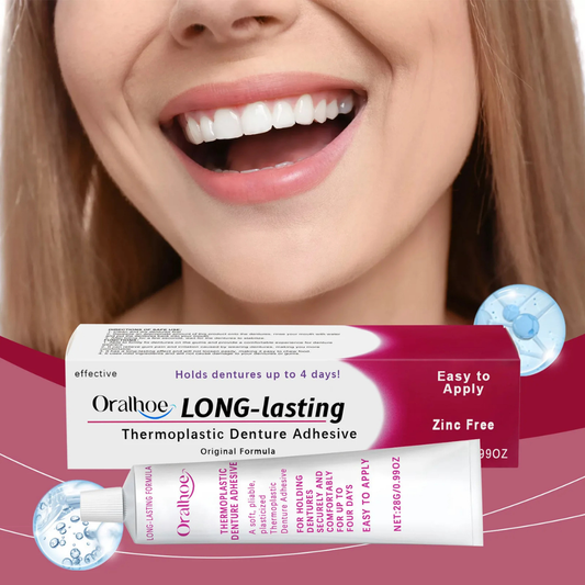 Oralhoe LongLasting Thermoplastic denture adhesive | Secure Fit. All-Day Comfort. Zero Worries.