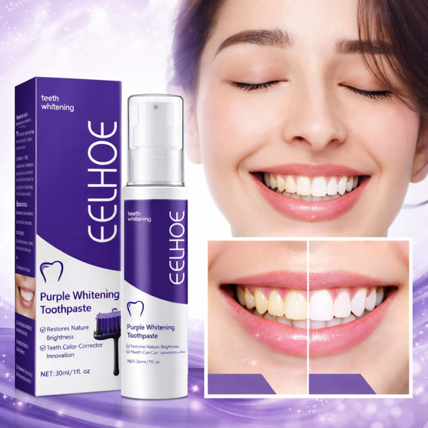 Purple Whitening Toothpaste  Instantly Neutralizes Yellow Teeth and Gives You a Brighter Smile